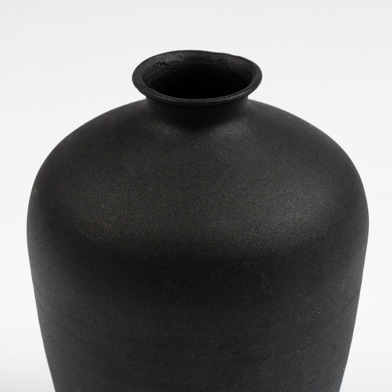 Matt Black Metal Vase 18cm
